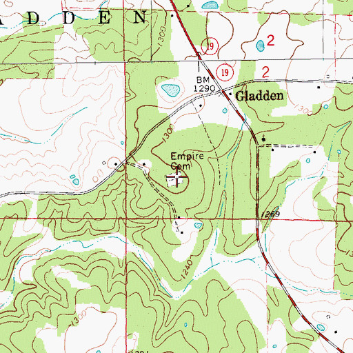 Topographic Map of Empire Cemetery, MO