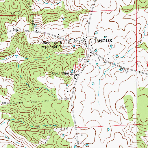 Topographic Map of Enon Church, MO
