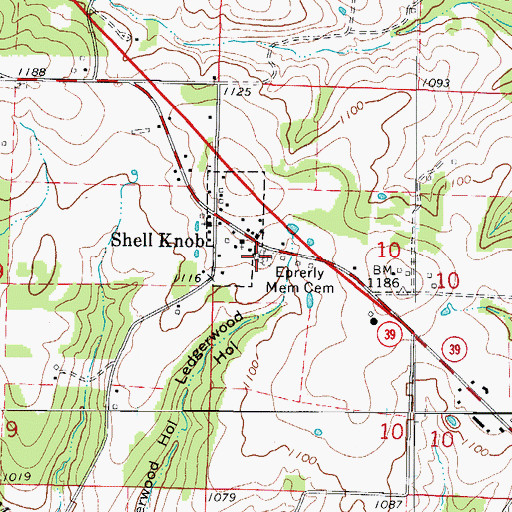 Topographic Map of Eorerly Memorial Cemetery, MO