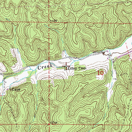 Topographic Map of Estep Cemetery, MO