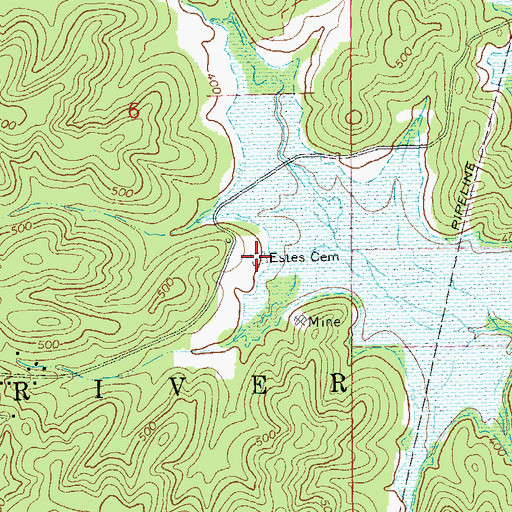 Topographic Map of Estes Cemetery, MO