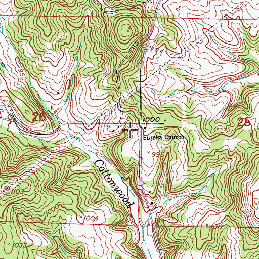 Topographic Map of Eureka Church, MO