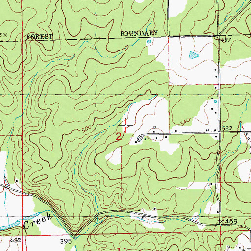 Topographic Map of Eureka School (historical), MO