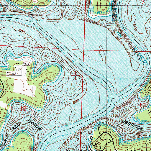 Topographic Map of Evans Cemetery (historical), MO
