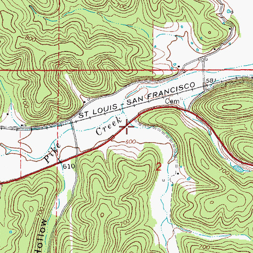 Topographic Map of Evans Hollow, MO
