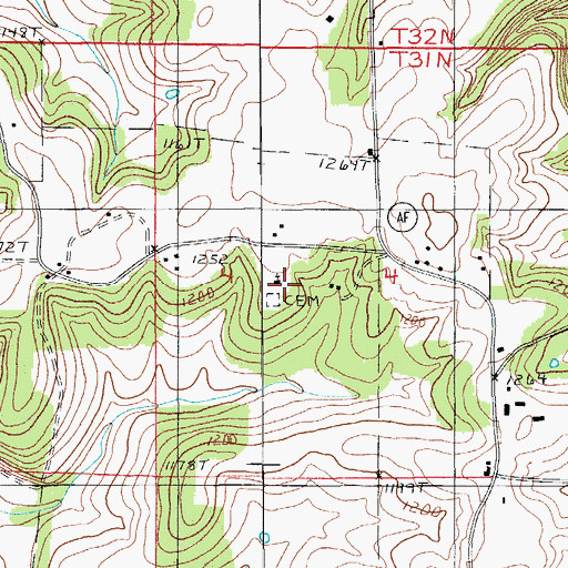 Topographic Map of Evening Shade Church, MO