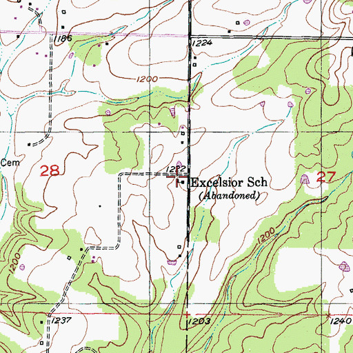 Topographic Map of Excelsior School, MO