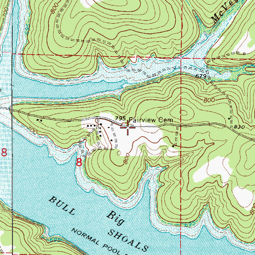 Topographic Map of Fairview Cemetery, MO