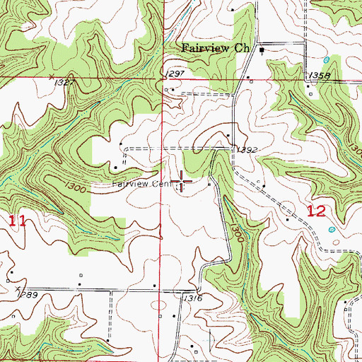 Topographic Map of Fairview Cemetery, MO