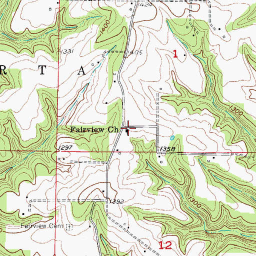 Topographic Map of Fairview Church, MO