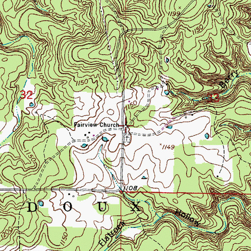 Topographic Map of Fairview Church, MO
