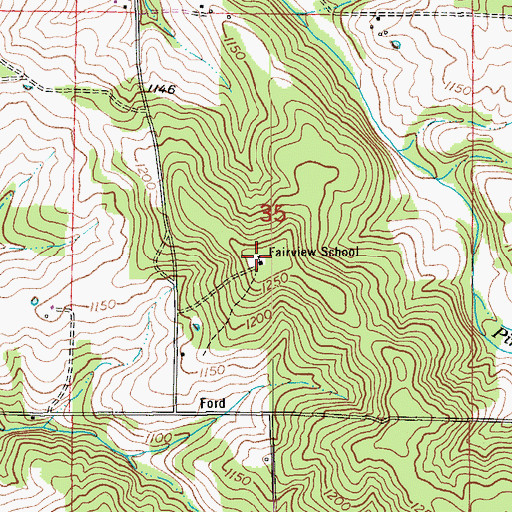 Topographic Map of Fairview School, MO
