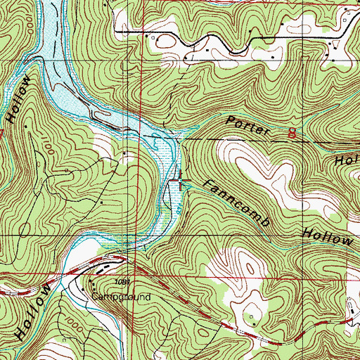 Topographic Map of Fanncomb Hollow, MO