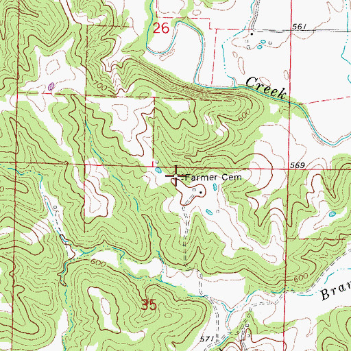 Topographic Map of Farmer Cemetery, MO