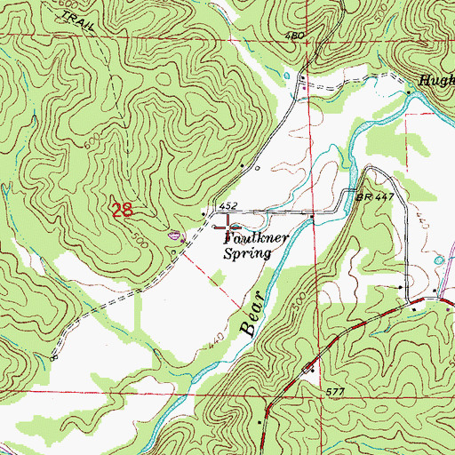 Topographic Map of Faulkner Spring, MO