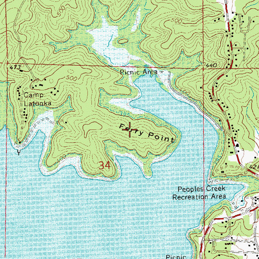 Topographic Map of Ferry Point, MO