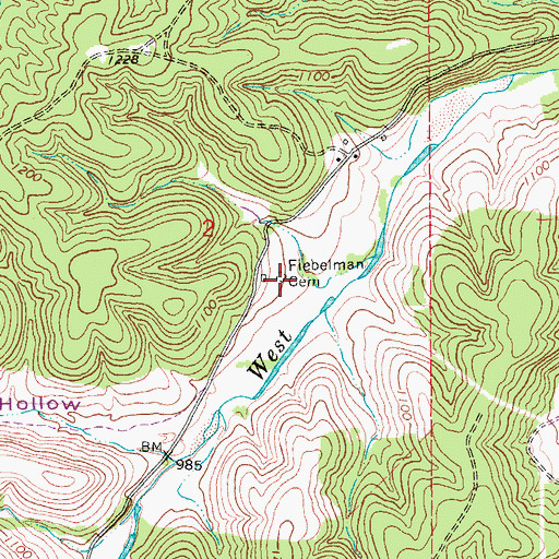 Topographic Map of Fiebelman Cemetery, MO