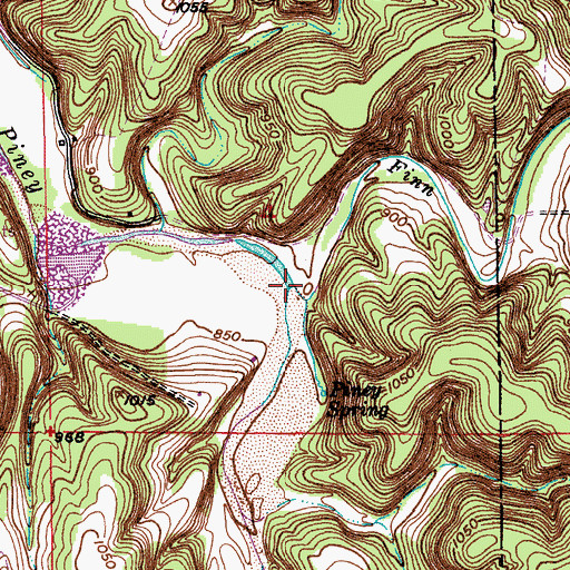 Topographic Map of Finn Branch, MO