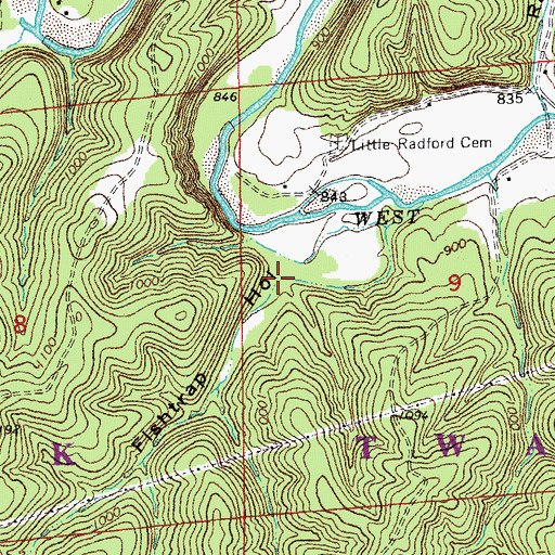 Topographic Map of Fishtrap Hollow, MO