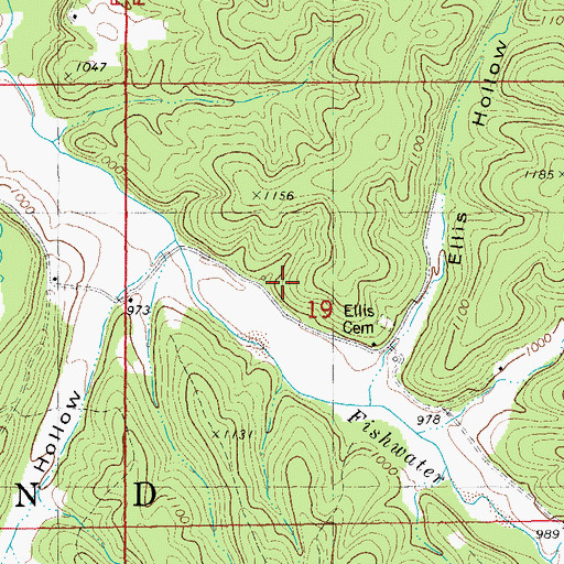 Topographic Map of Fishwater School, MO