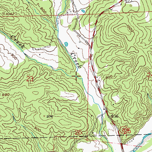 Topographic Map of Flat Creek, MO