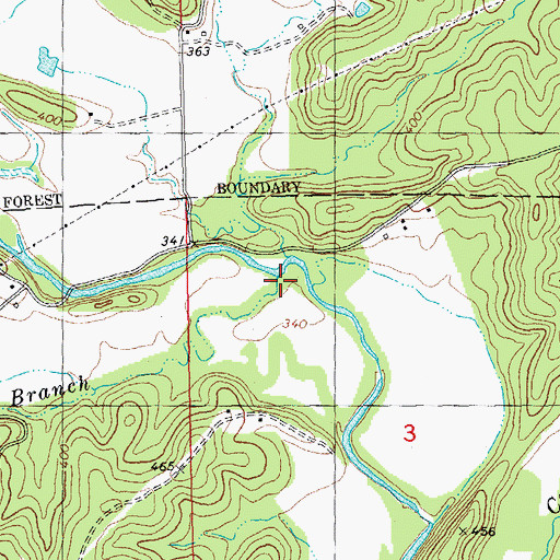 Topographic Map of Fletcher Branch, MO