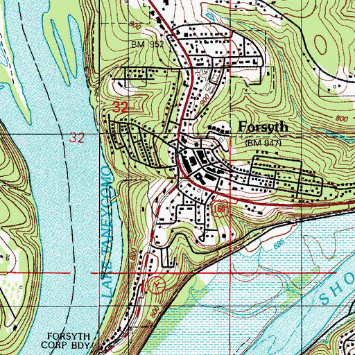 Topographic Map of Forsyth, MO