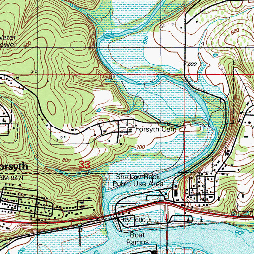 Topographic Map of Forsyth Cemetery, MO