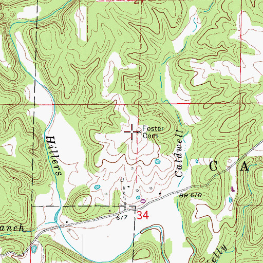 Topographic Map of Foster Cemetery, MO