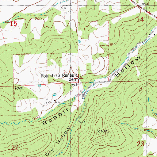 Topographic Map of Fourche a Renault Cemetery, MO