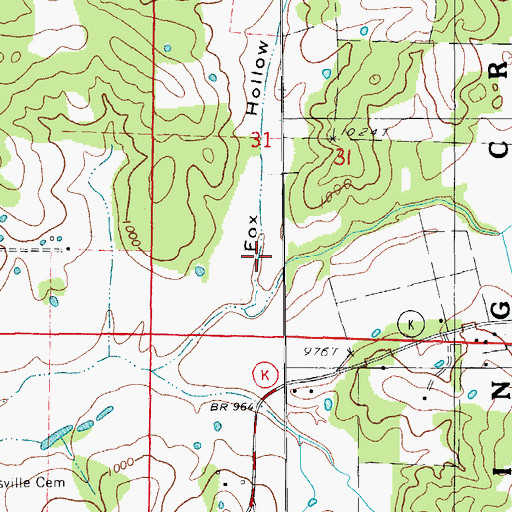 Topographic Map of Fox Hollow, MO
