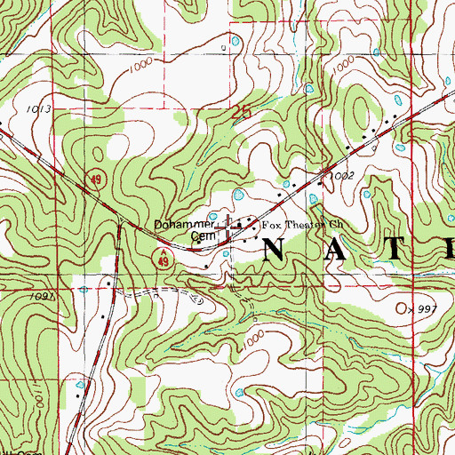 Topographic Map of Fox Theater Church, MO
