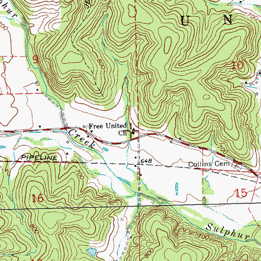 Topographic Map of Free United Church, MO