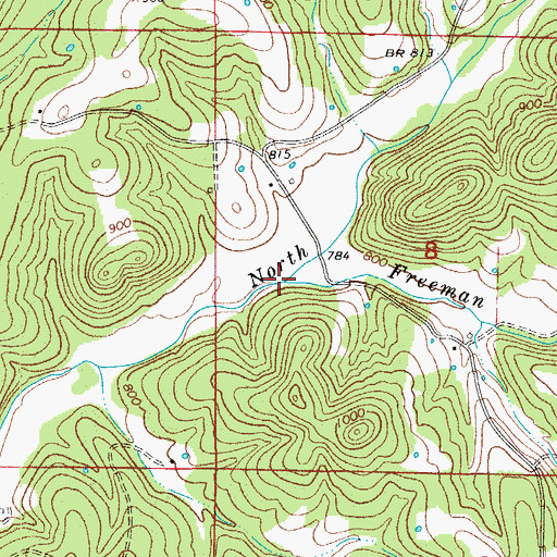Topographic Map of Freeman Creek, MO