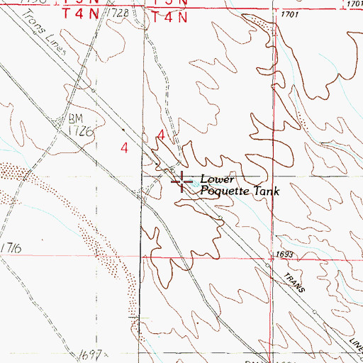 Topographic Map of Lower Poquette Tank, AZ