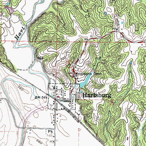 Topographic Map of Friedens Cemetery, MO