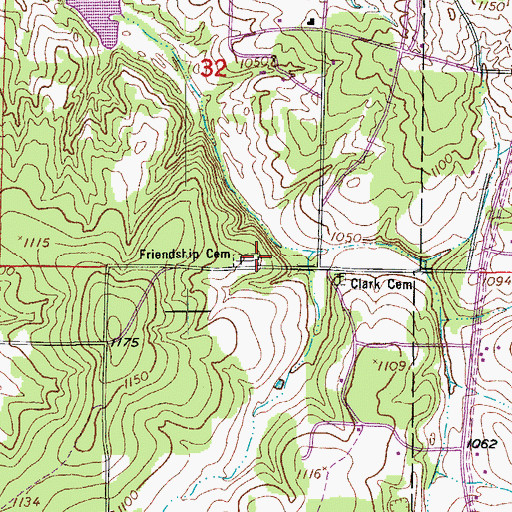 Topographic Map of Friendship Cemetery, MO