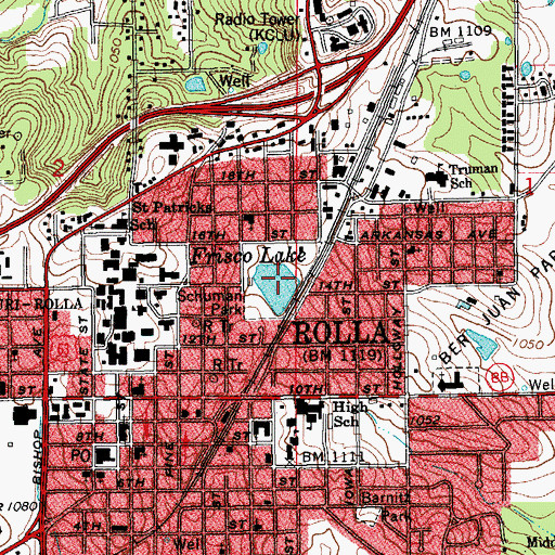 Topographic Map of Frisco Lake, MO