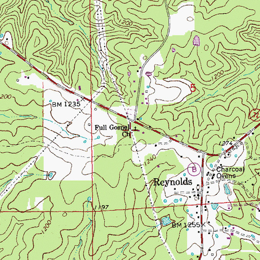 Topographic Map of Full Gospel Church, MO