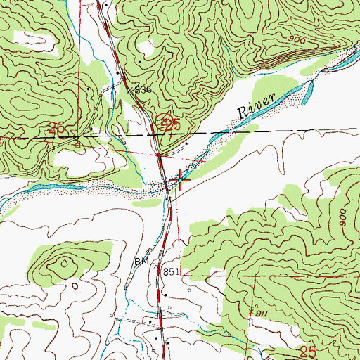 Topographic Map of Furnace Creek, MO