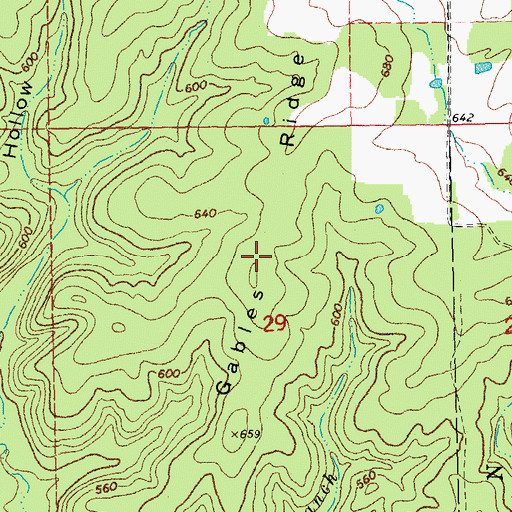 Topographic Map of Gables Ridge, MO