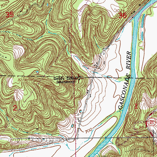 Topographic Map of Gaddy School, MO