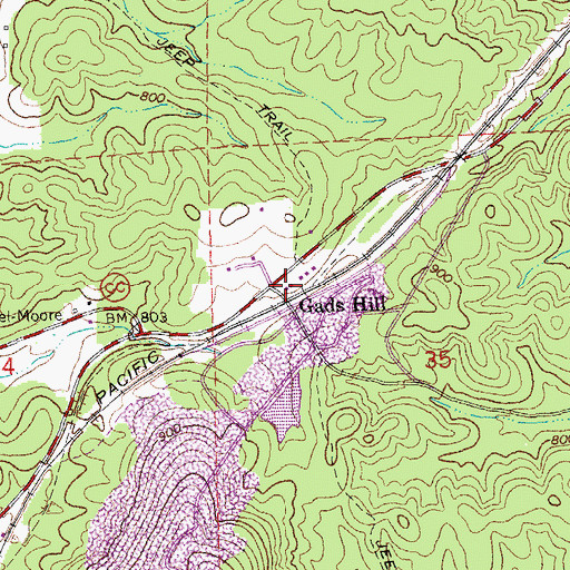 Topographic Map of Gads Hill, MO