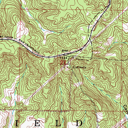 Topographic Map of Garnsey, MO