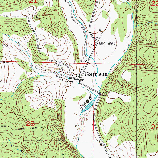 Topographic Map of Garrison, MO