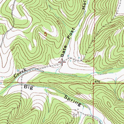 Topographic Map of Gate Post Hollow, MO