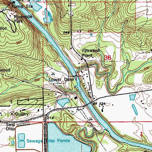Topographic Map of Lower Dam, AR