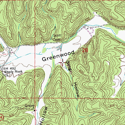 Topographic Map of Ging Hollow, MO