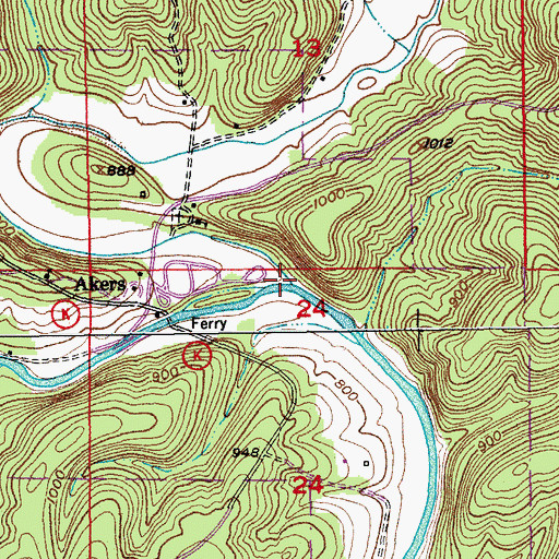 Topographic Map of Gladden Creek, MO