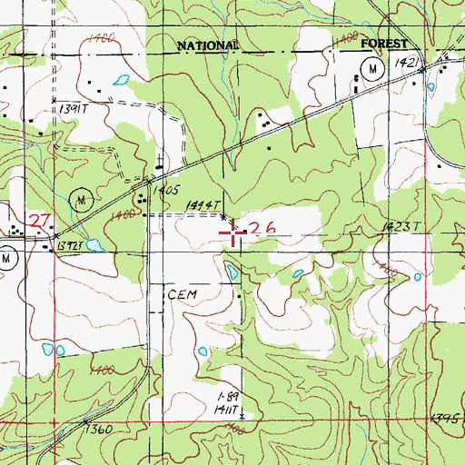 Topographic Map of Gladden School, MO